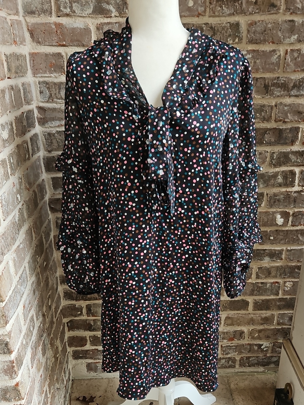Diane Von Furstenburg Amalie Dress In Confetti Dots Black 95% Silk Size Small - Picture 2 of 5